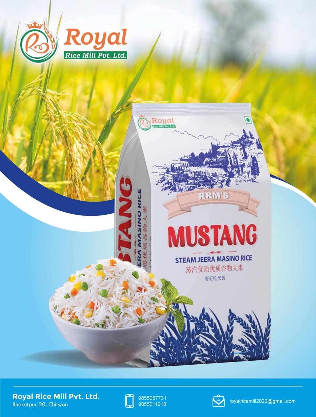 Mustang Steam Jeera Masino Rice bag
